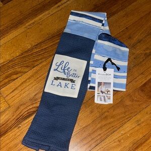 Blue 'Life is Better at the Lake' Kitchen Towel Set